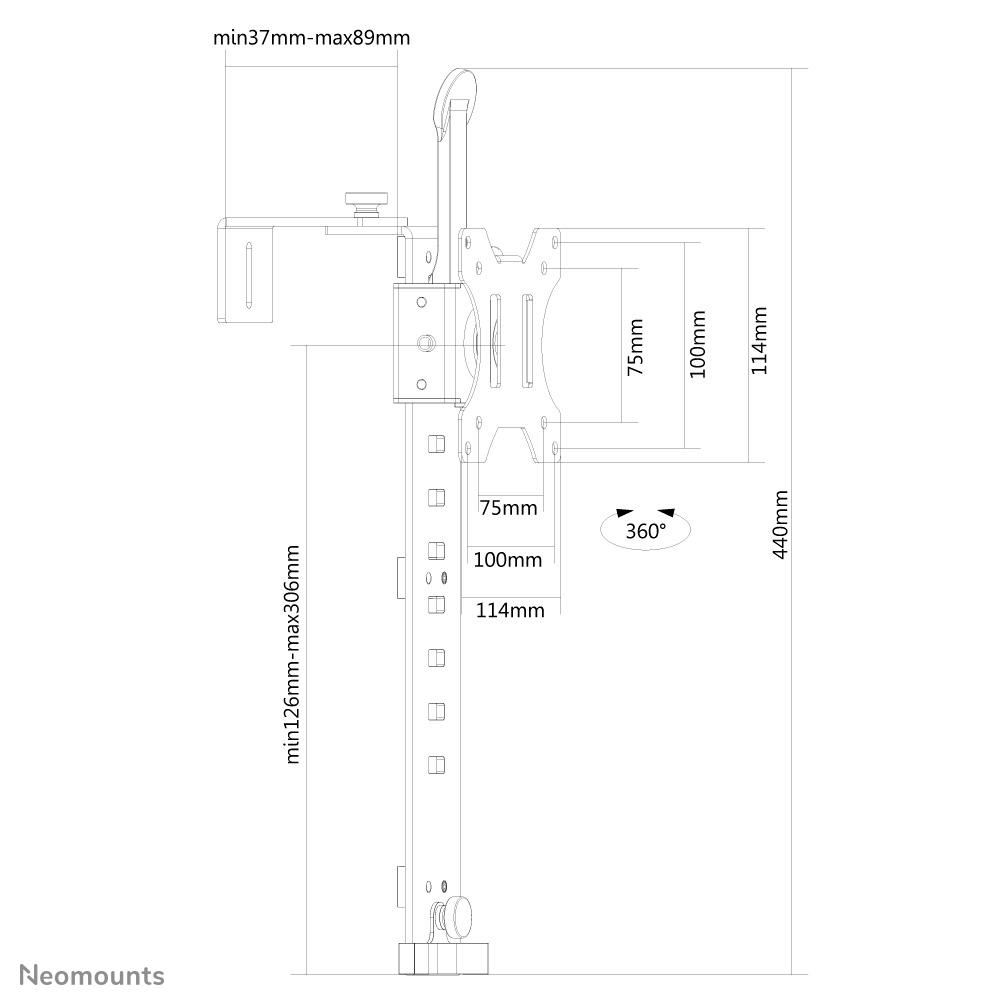 Neomounts FPMA-CH100BLACK Support d'écran à fixer 10-30" - pour le mur de séparation - rotatif